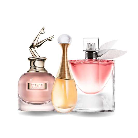 SET DI 3 PROFUMI: SCANDAL, J'ADORE, LA VIE EST BELLE 100ML